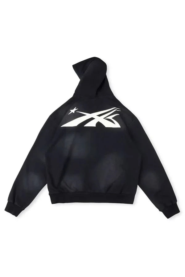 Black Sports Zipper Hoodie