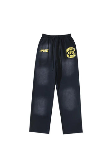 Studios logo washed casual sports pants black