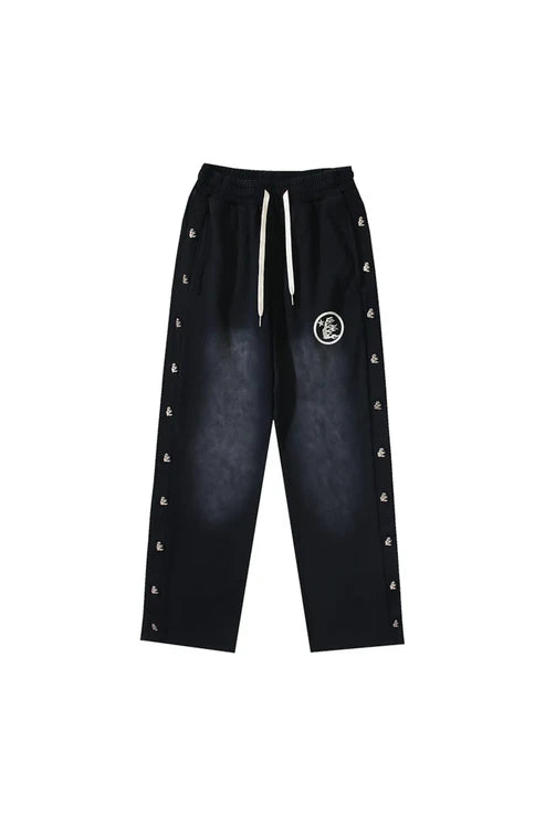 Studios new side button logo casual sports pants black