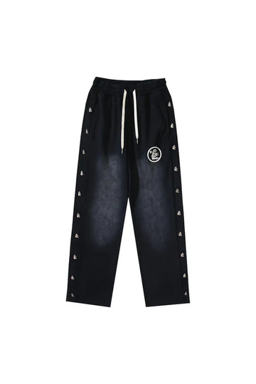 Studios new side button logo casual sports pants black