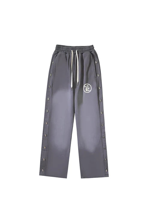 Studios new side button logo casual sports pants gray
