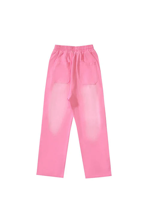 Studios' new side button logo casual sports pants! pink