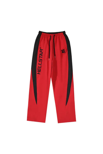 Studios Embroidered Splicing Logo Sports Pants in Red