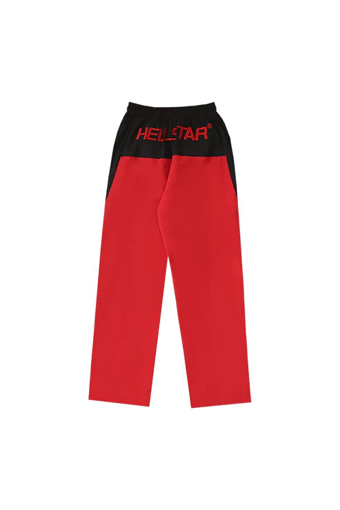 Studios Embroidered Splicing Logo Sports Pants in Red