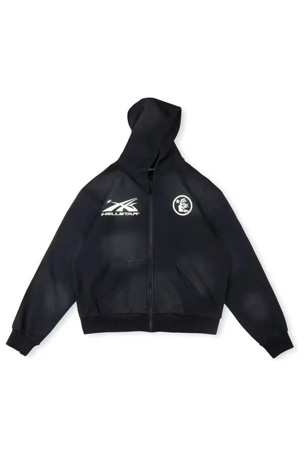 Black Sports Zipper Hoodie